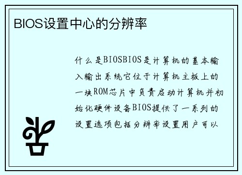 BIOS设置中心的分辨率